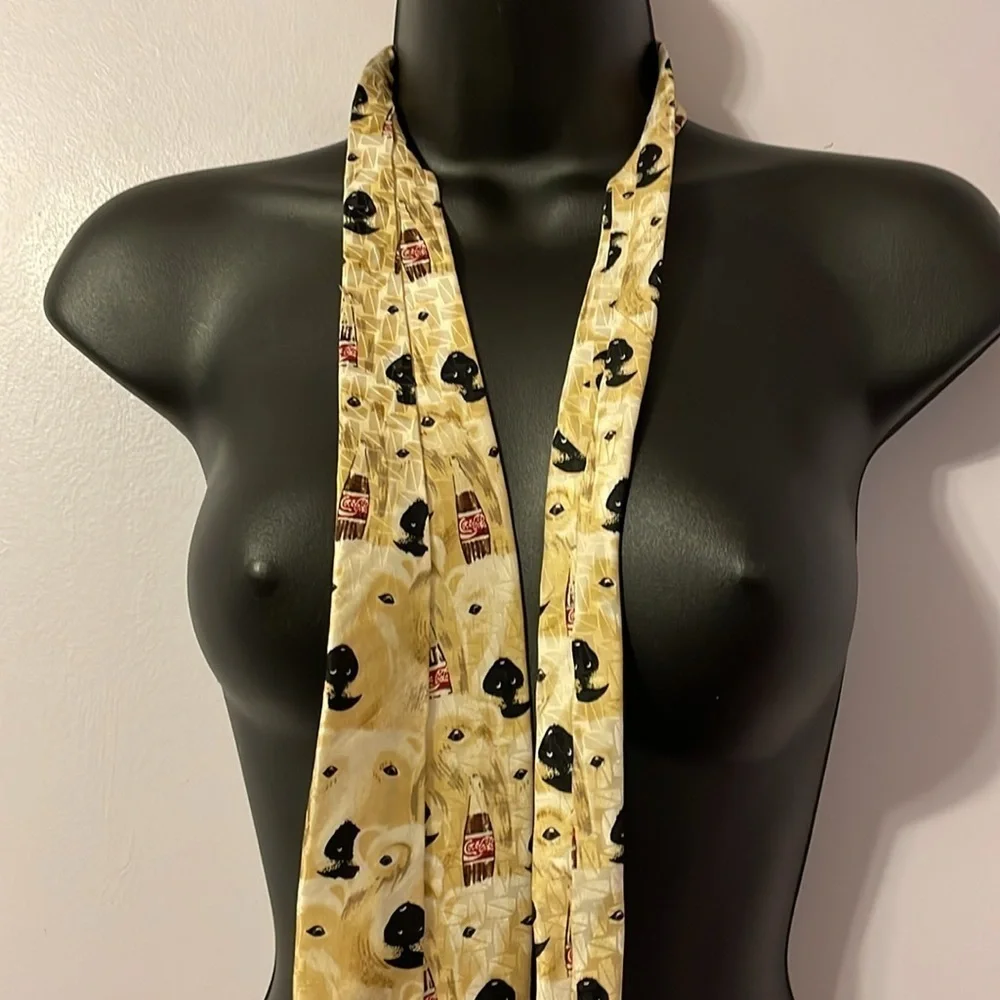 Coca Cola Polar Bear Head Face Silk Necktie Tie Made in USA Vintage